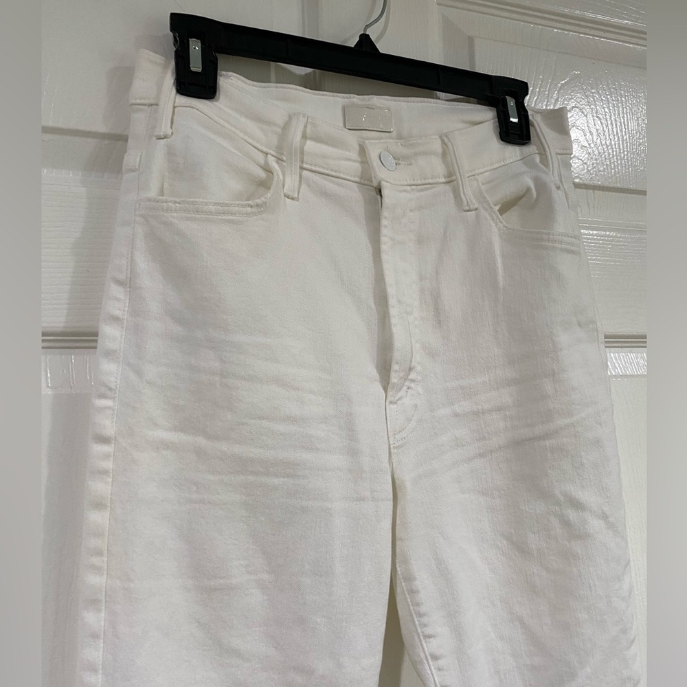 MOTHER The Hustler Ankle Fray In Fairest Of Them All White High Rise Jeans 30 - Picture 3 of 15